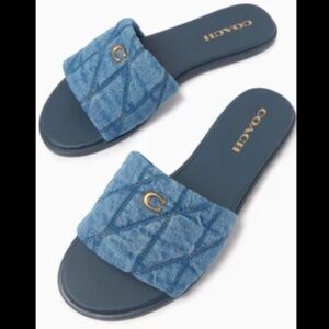 ***LIKE NEW*** Coach Holly Quilted Denim Slide Sandal - 10